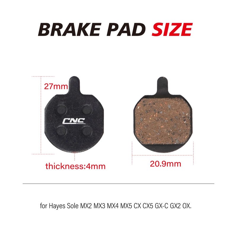 EASTERN POWER 2 Pairs Mountain Bike Organic Resin Disc Brake Pads for Hayes MX2 MX3 MX4 MX5 Sole GXC GX2 CX5, Resin Organic - Image 3